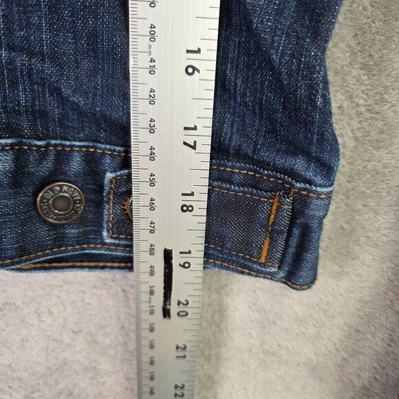 Womens Old Navy Blue Denim Jacket Button Front Cotton Stretch Long Sleeves M - Picture 6 of 8